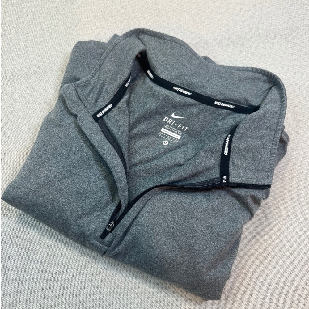 Nike Running Dri-FIT Quarter Zip Mens XL Gray Polyester Spandex Pullover Top